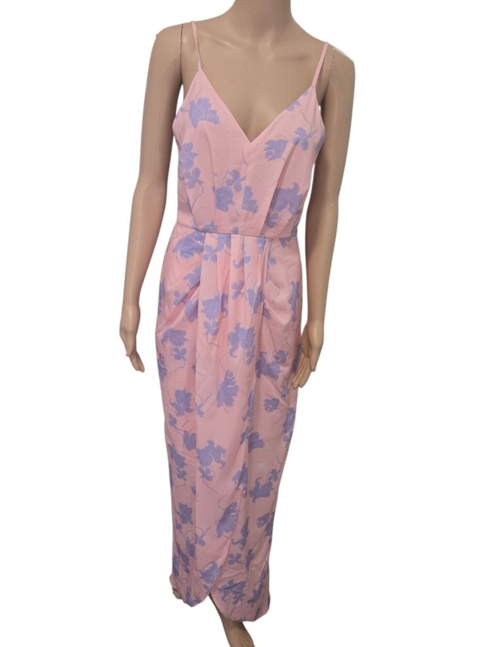 Chelsea 28 women's small pink floral spaghetti strap vneck long summer dress